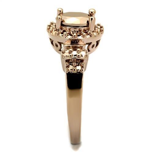 3W1193 - IP Rose Gold(Ion Plating) Brass Ring with AAA Grade CZ  in Metallic Light Gold-3