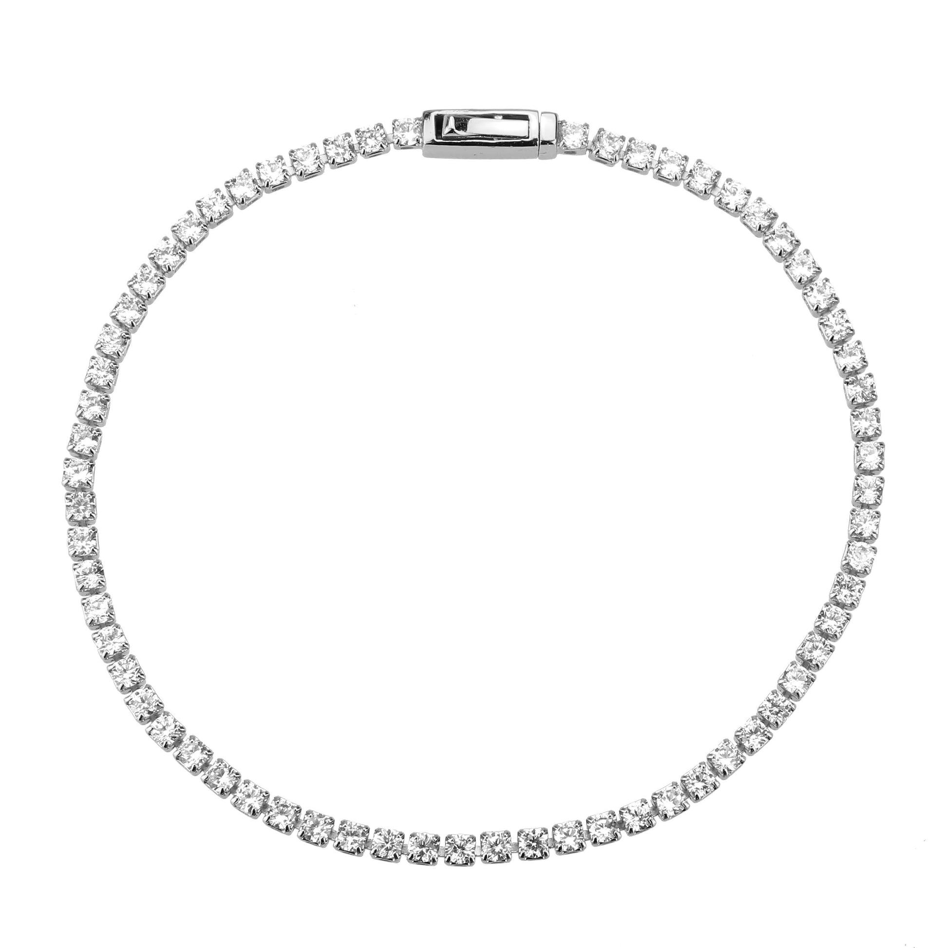 3W1685 - Rhodium Brass Bracelet with AAA Grade CZ in Clear-2