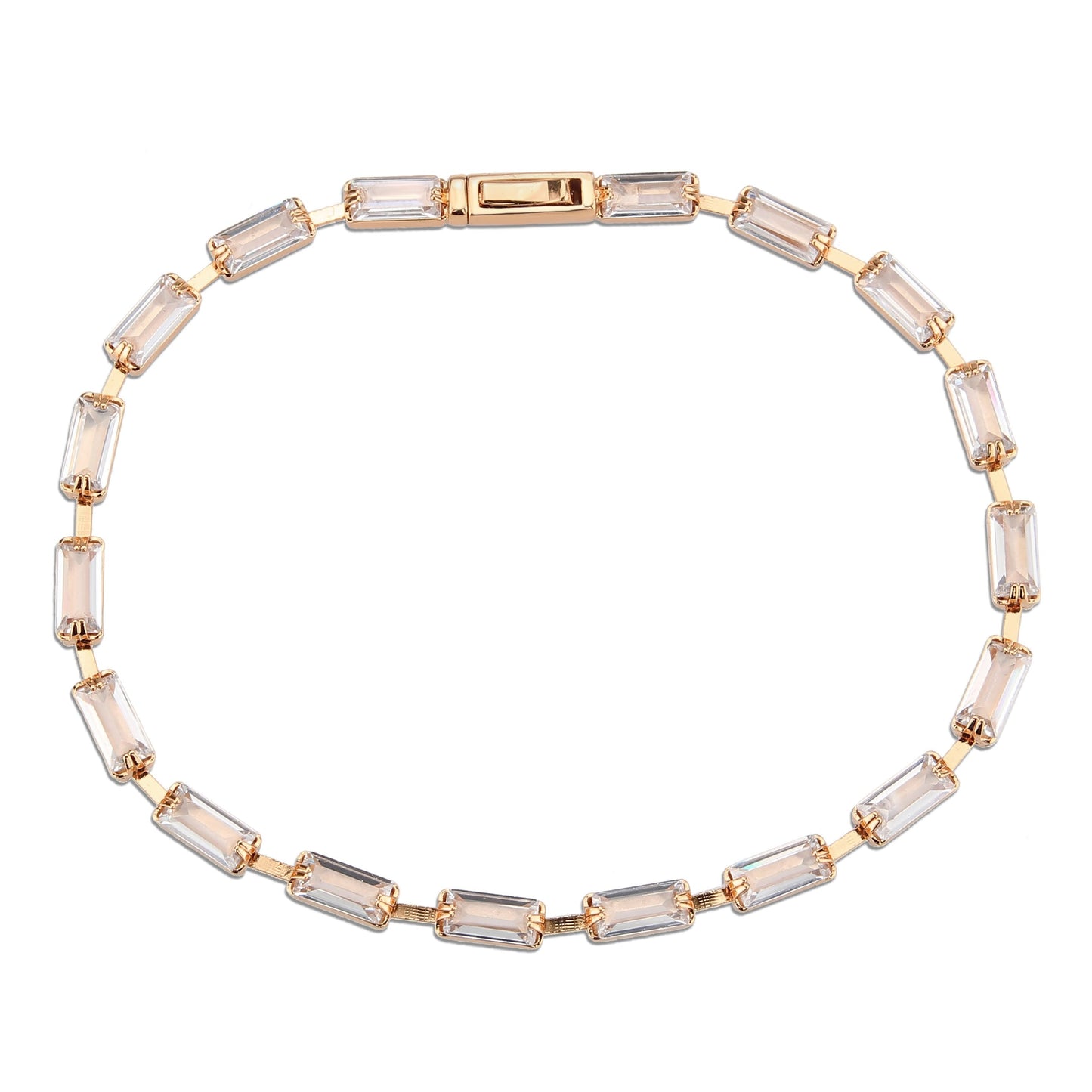 3W1714 - Rose Gold Brass Bracelet with AAA Grade CZ in Clear-2