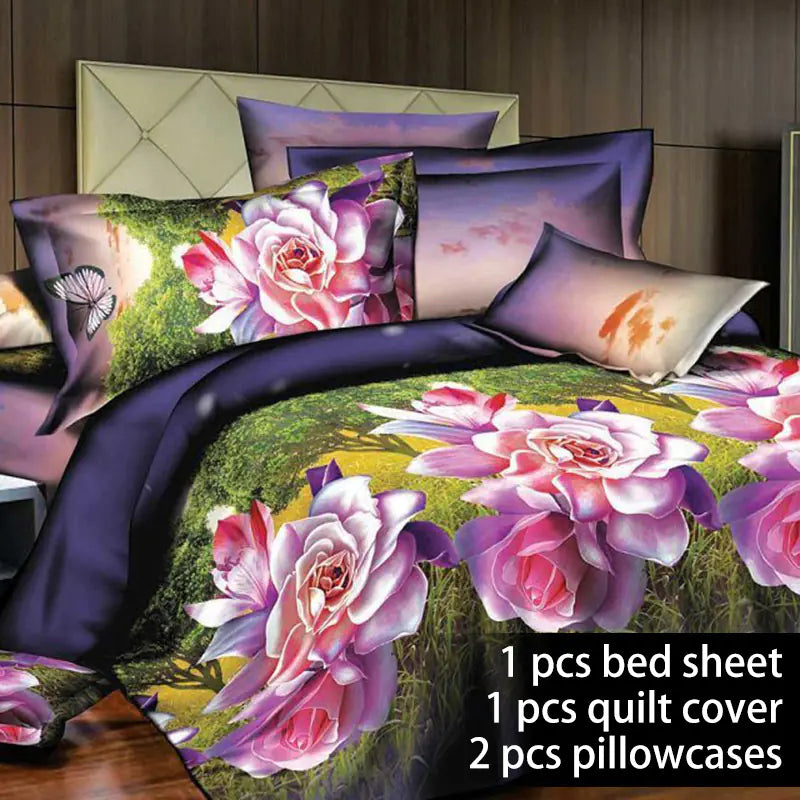2017 New 3D Bedding Set for Weddings (4 Pieces)