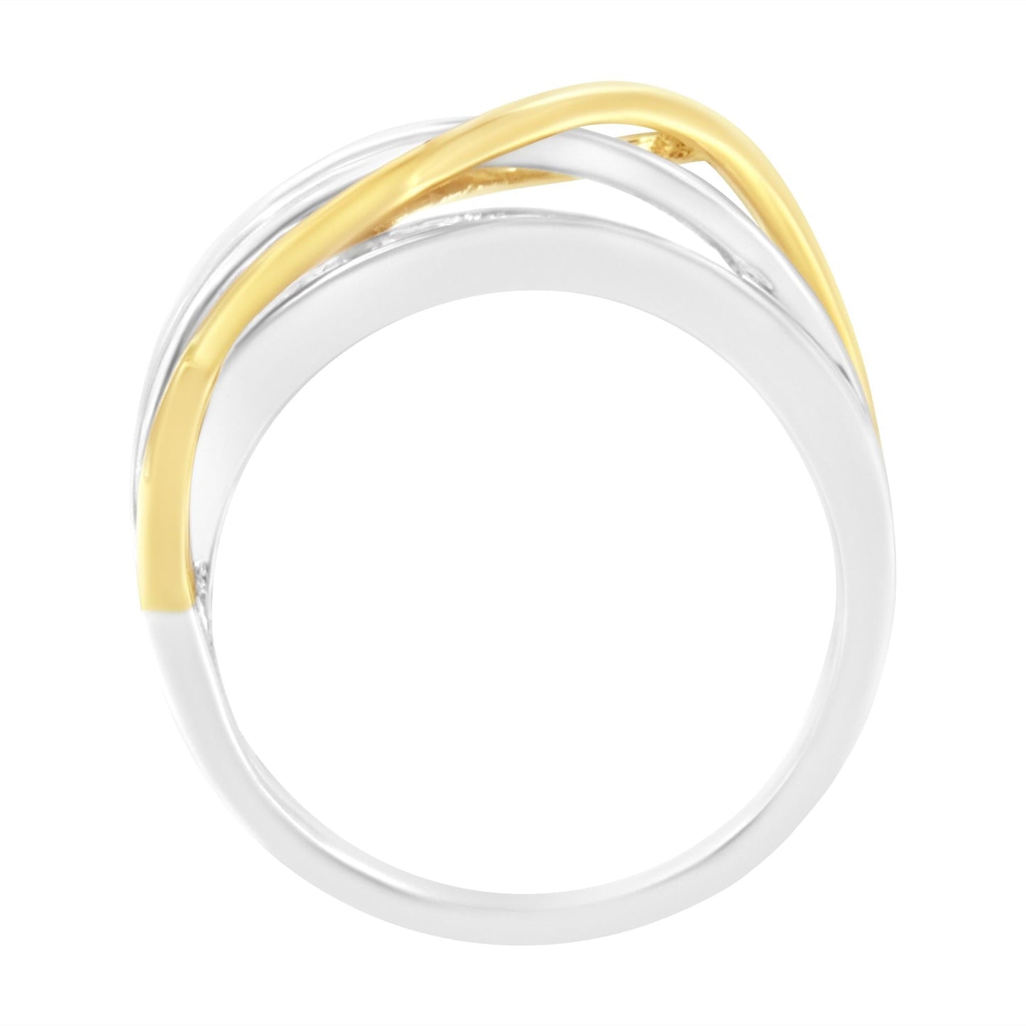 10K White and Yellow Gold 1 1/10 cttw Channel-Set Diamond Bypass Band Ring (J Color, I3 Clarity)-3