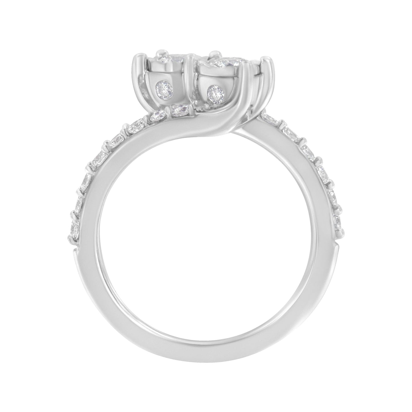 10K White Gold Two-Stone Miracle-Set Diamond Bypass Ring (1 Cttw, H-I Color, I1-I2 Clarity)-3