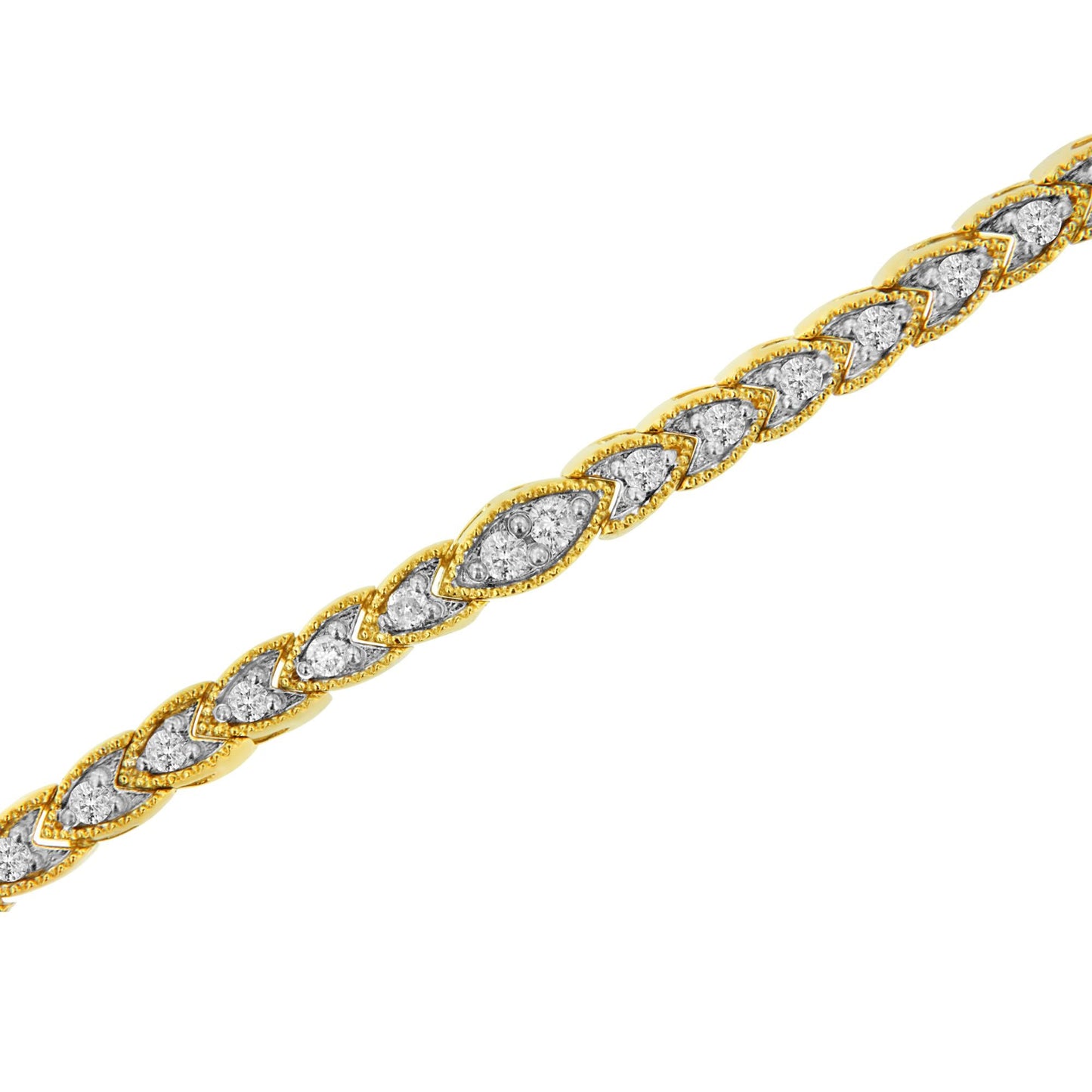 10K Yellow Gold Plated .925 Sterling Silver 1 cttw Prong-Set Diamond Pear Shape Link Bracelet (I-J Color, I1-I2 Clarity) - 7.25"-3