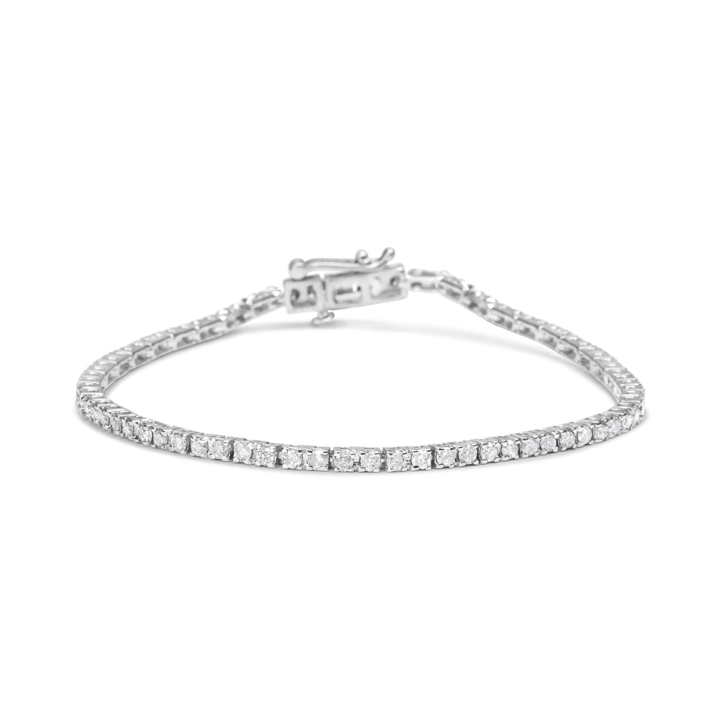 10K White Gold 2.0 Cttw Prong Set Round-Cut 7.25" Classic Diamond Tennis Bracelet (G-H Color, I1-I2 Clarity)-3