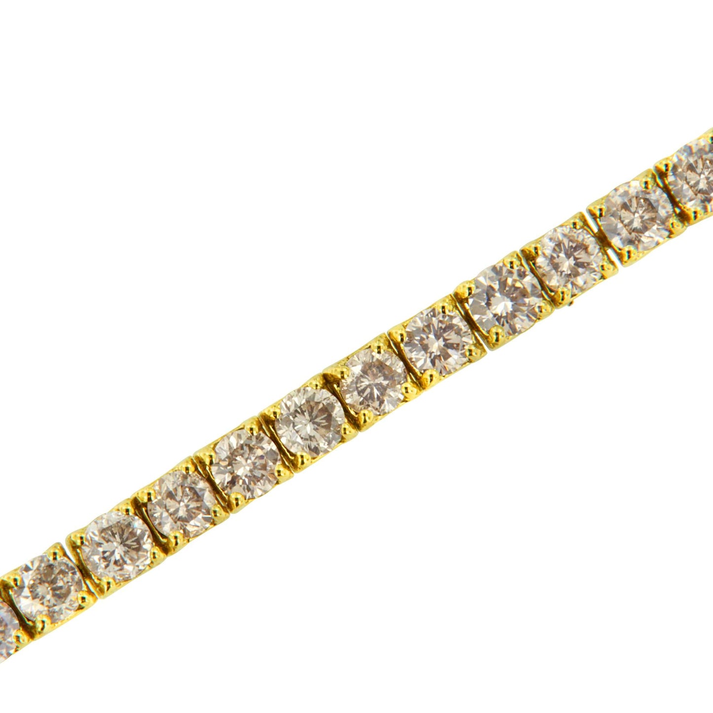14K Yellow Gold Plated .925 Sterling Silver 4 cttw 4-Prong Set Round-Cut Diamond Classic Tennis Bracelet (K-L Color, I2-I3 Clarity) - Size 7.25"-3