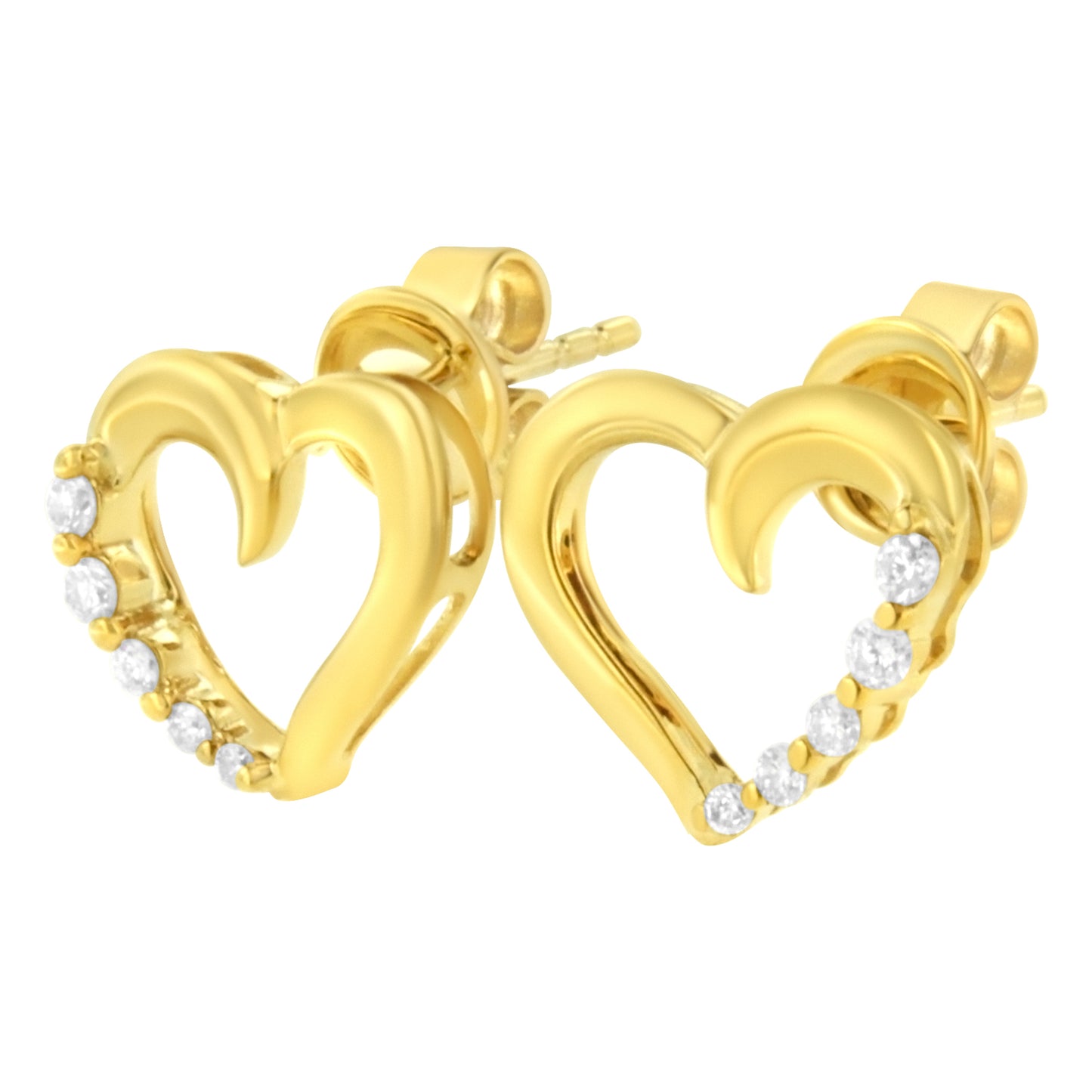 14KT Yellow Gold 1/8 cttw Diamond Journey Heart Earrings (K-L, I1-I2)-3