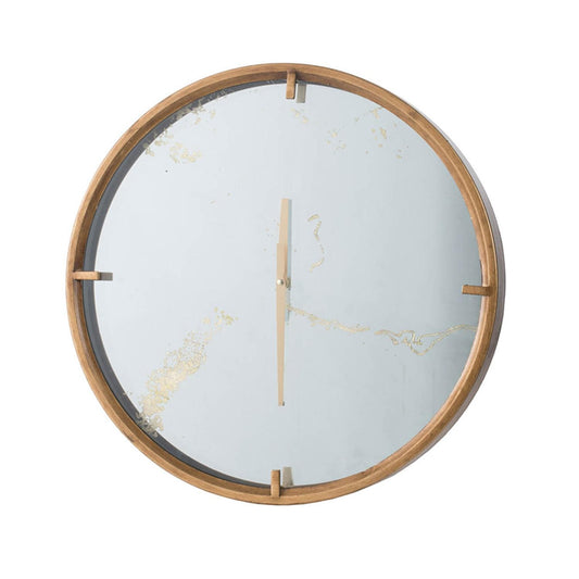 2" Round Gold Wood Analog Wall Clock-0