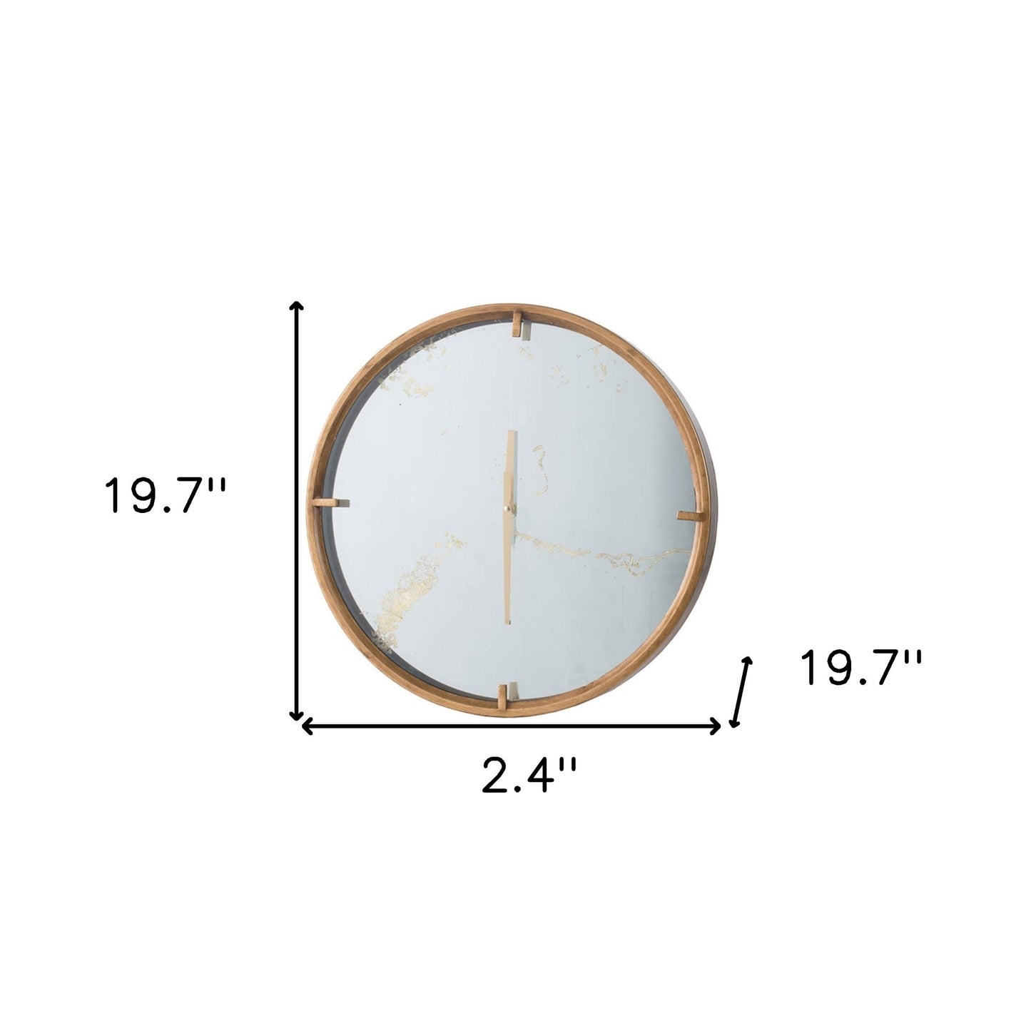 2" Round Gold Wood Analog Wall Clock-4
