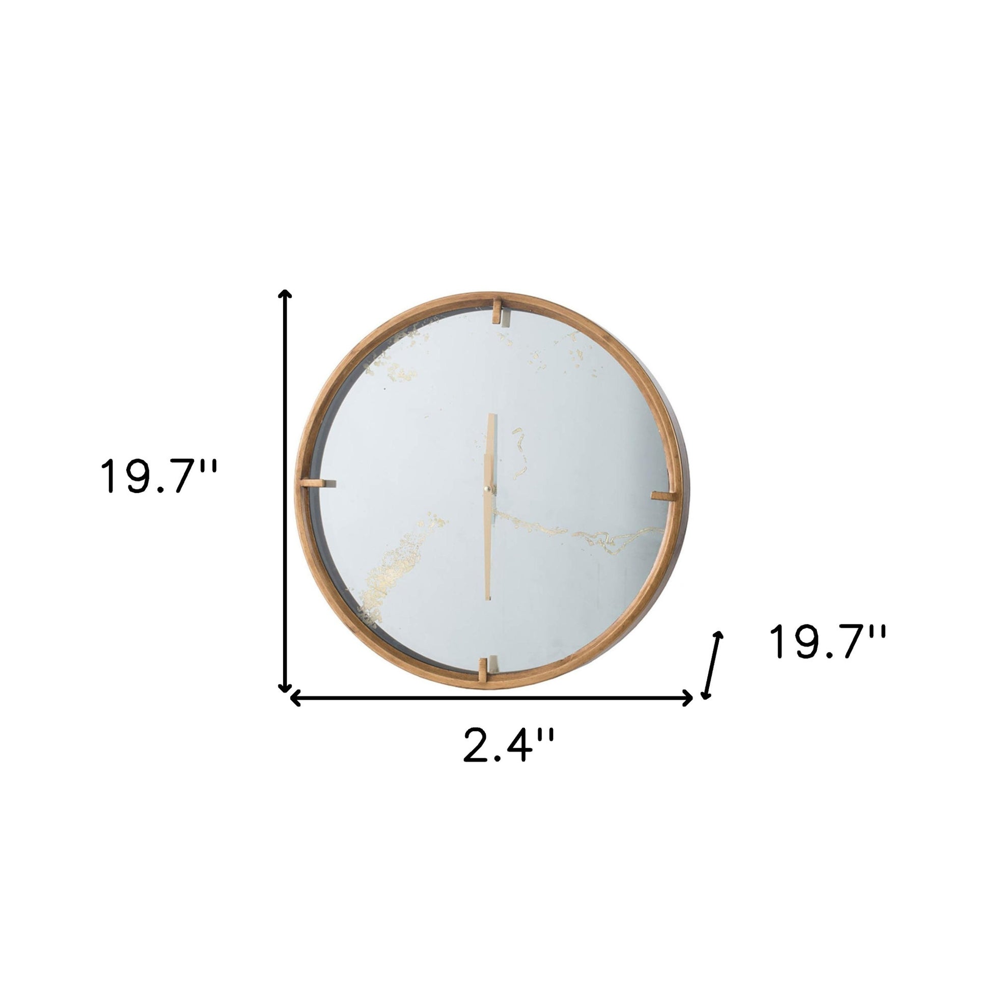 2" Round Gold Wood Analog Wall Clock-4