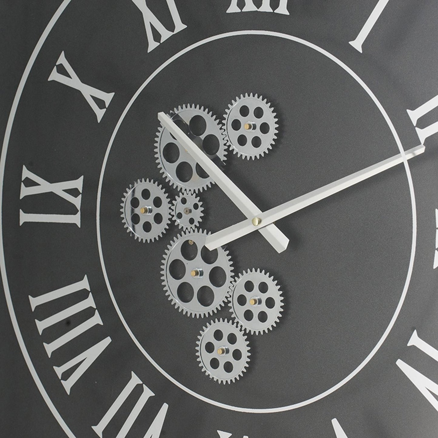 24" Black and Silver Vintage Style Gears Square Wall Clock-6