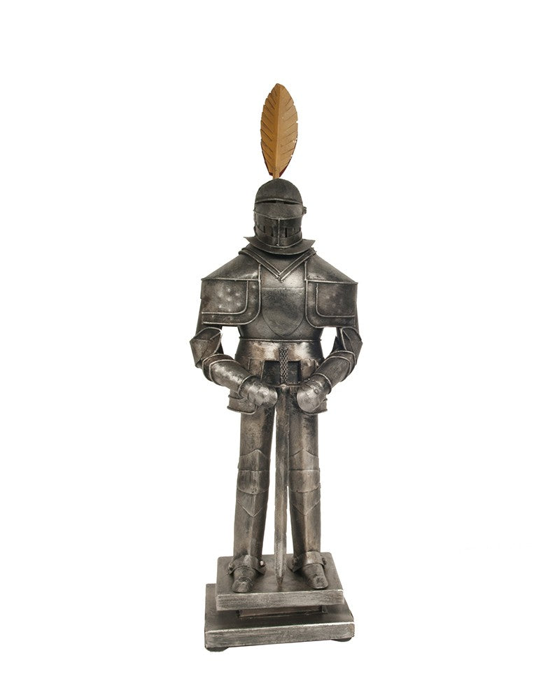 18" Gray Metal Hand Painted Figurine Tabletop Sculpture-1