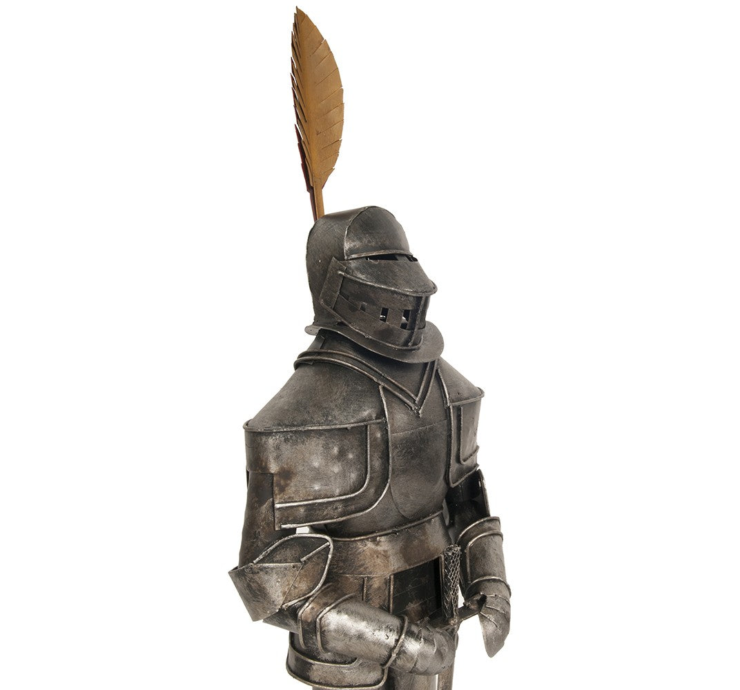 18" Gray Metal Hand Painted Figurine Tabletop Sculpture-6