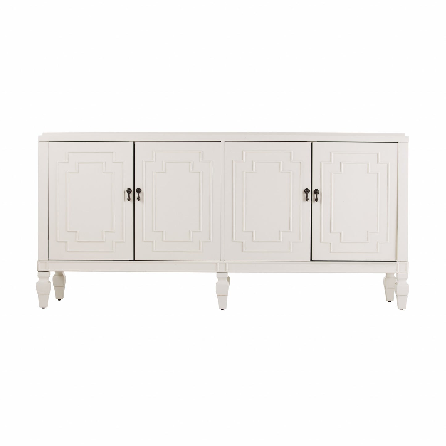 64" White Solid Wood Sideboard with Four Doors-1