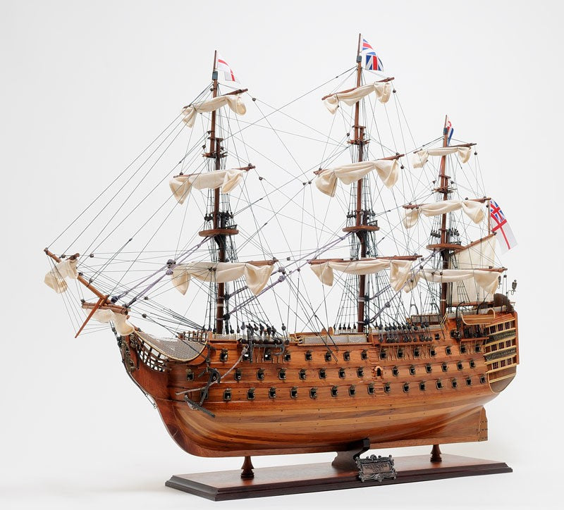 36" Wood Brown Solid Wood Hand Painted HMS Victory Exclusive Edition Model Boat-7