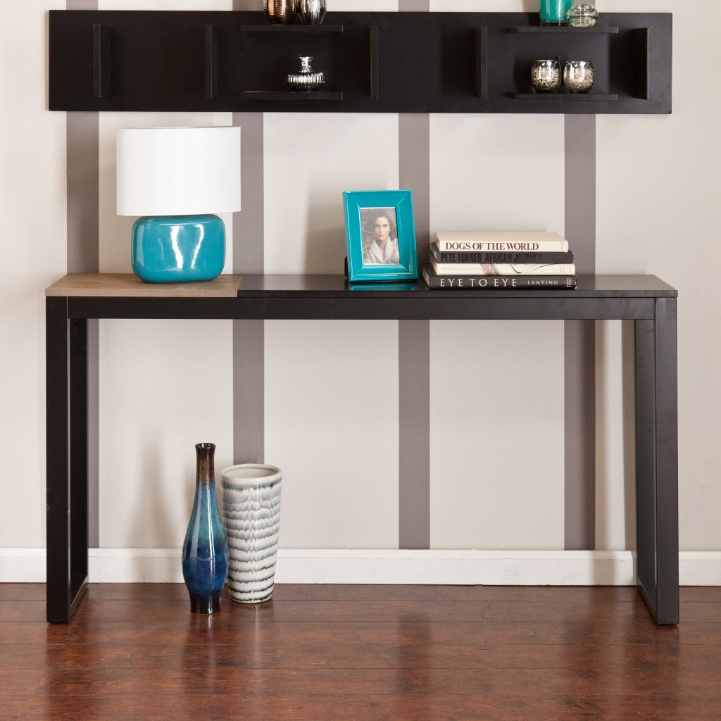 56" Natural and Black and Black Sled Console Table-4