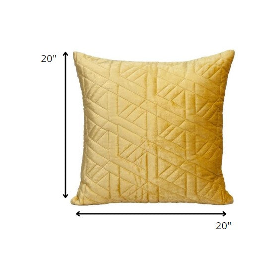 20" Yellow Cotton Blend Throw Pillow-6