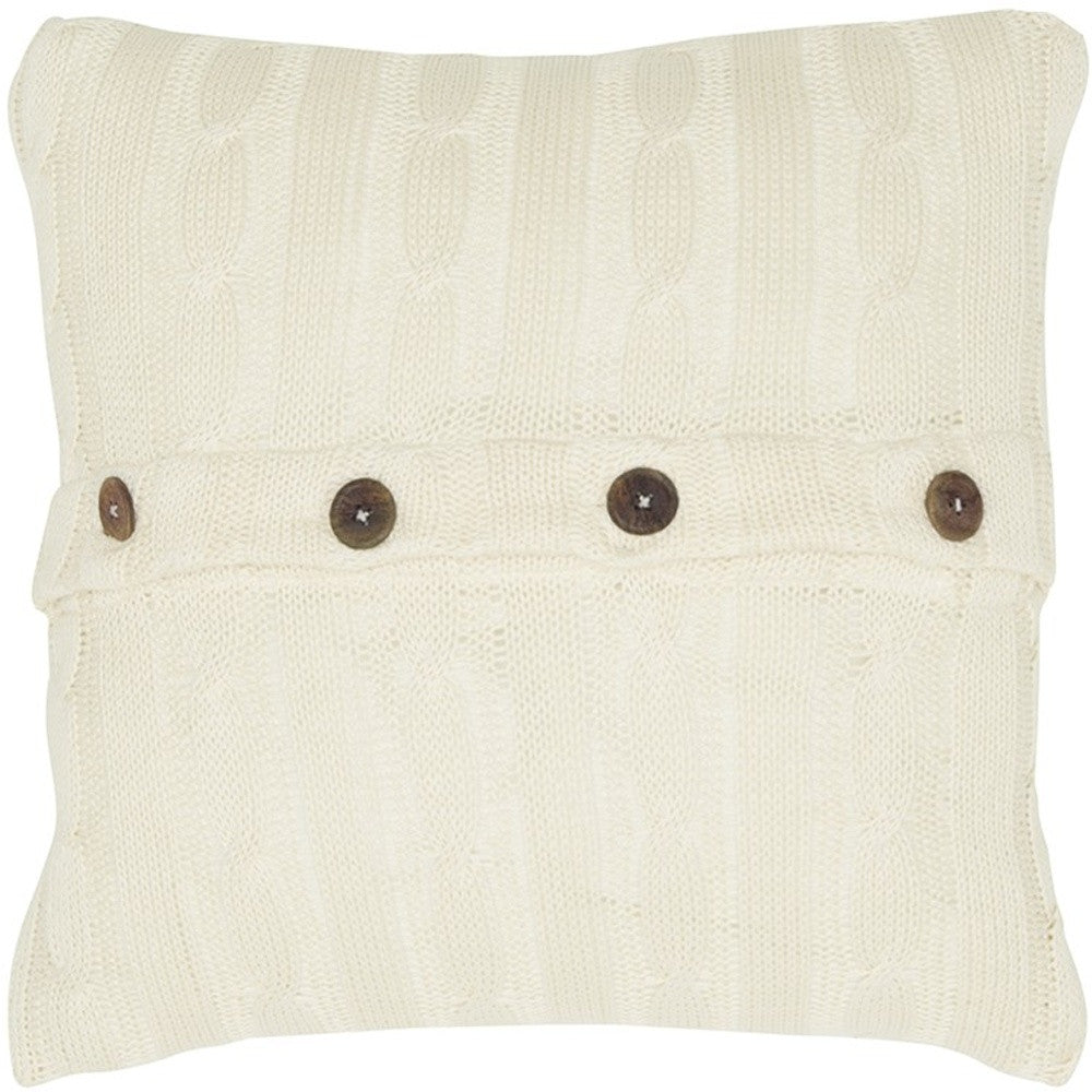 18" Ivory Cotton Throw Pillow-2