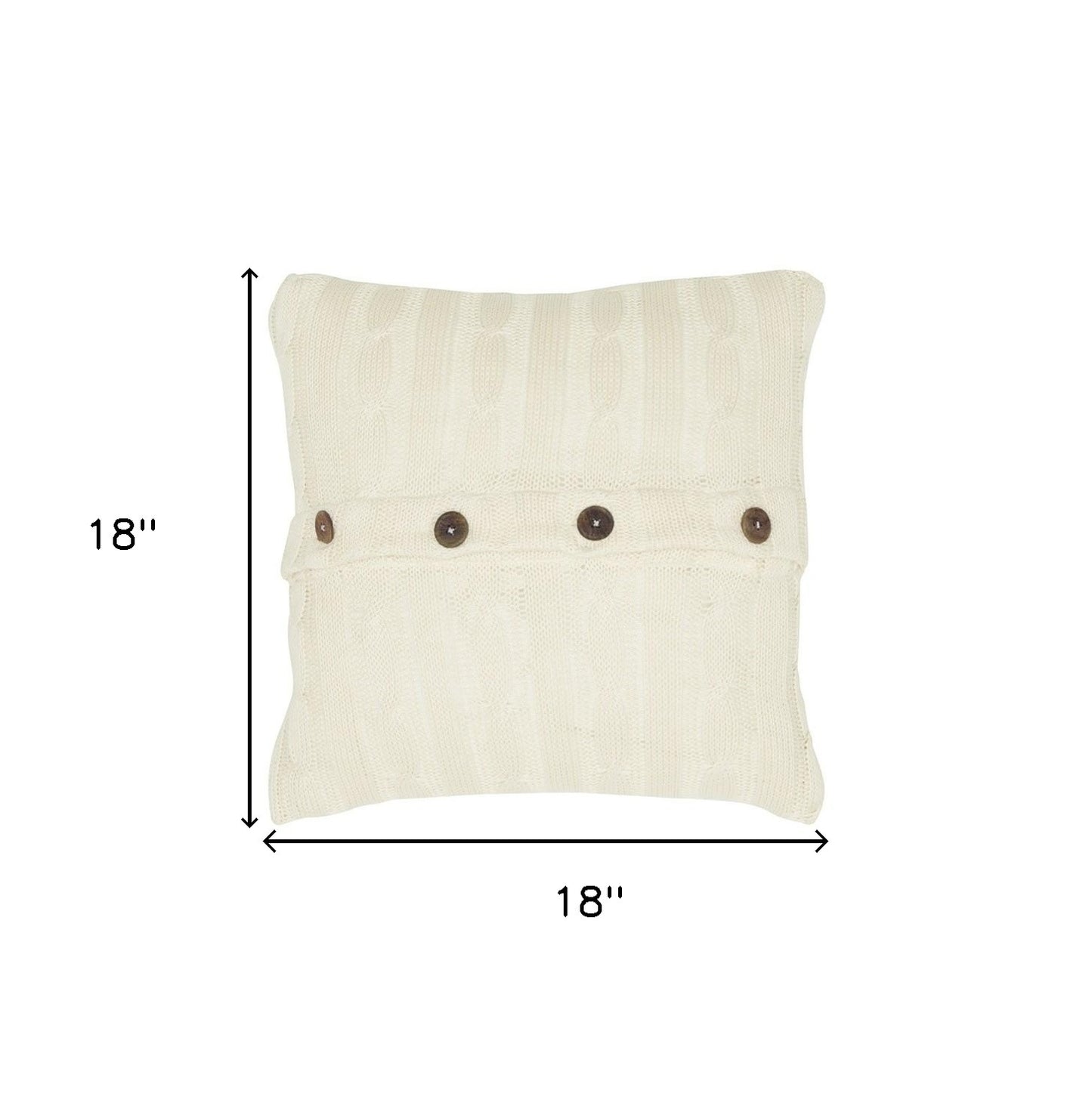18" Ivory Cotton Throw Pillow-4