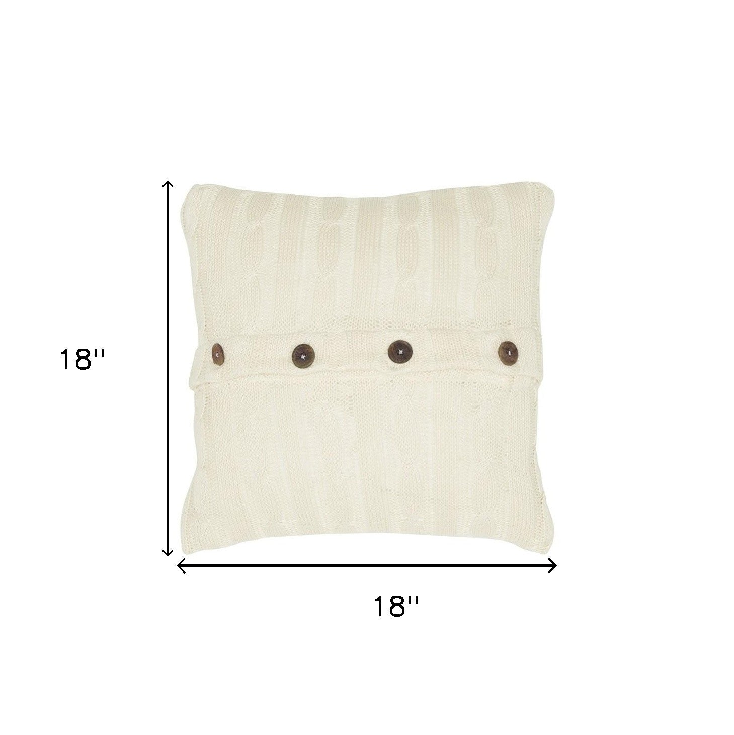 18" Ivory Cotton Throw Pillow-4