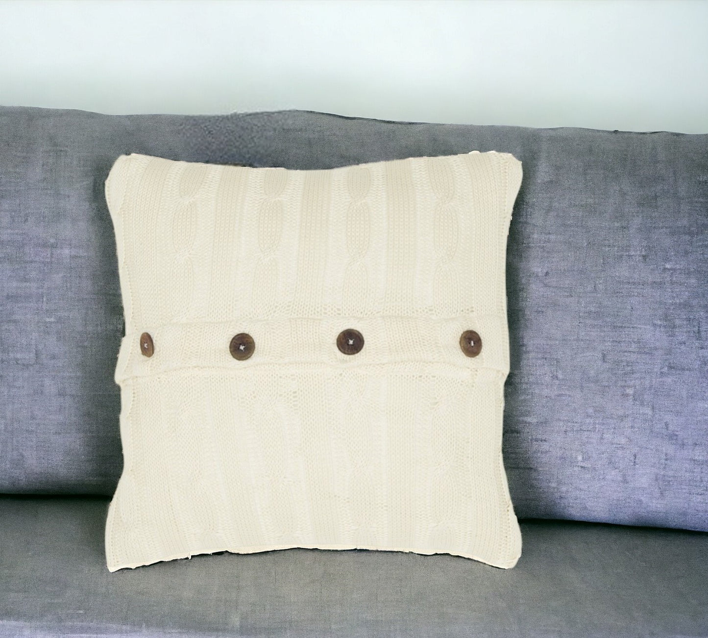 18" Ivory Cotton Throw Pillow-1