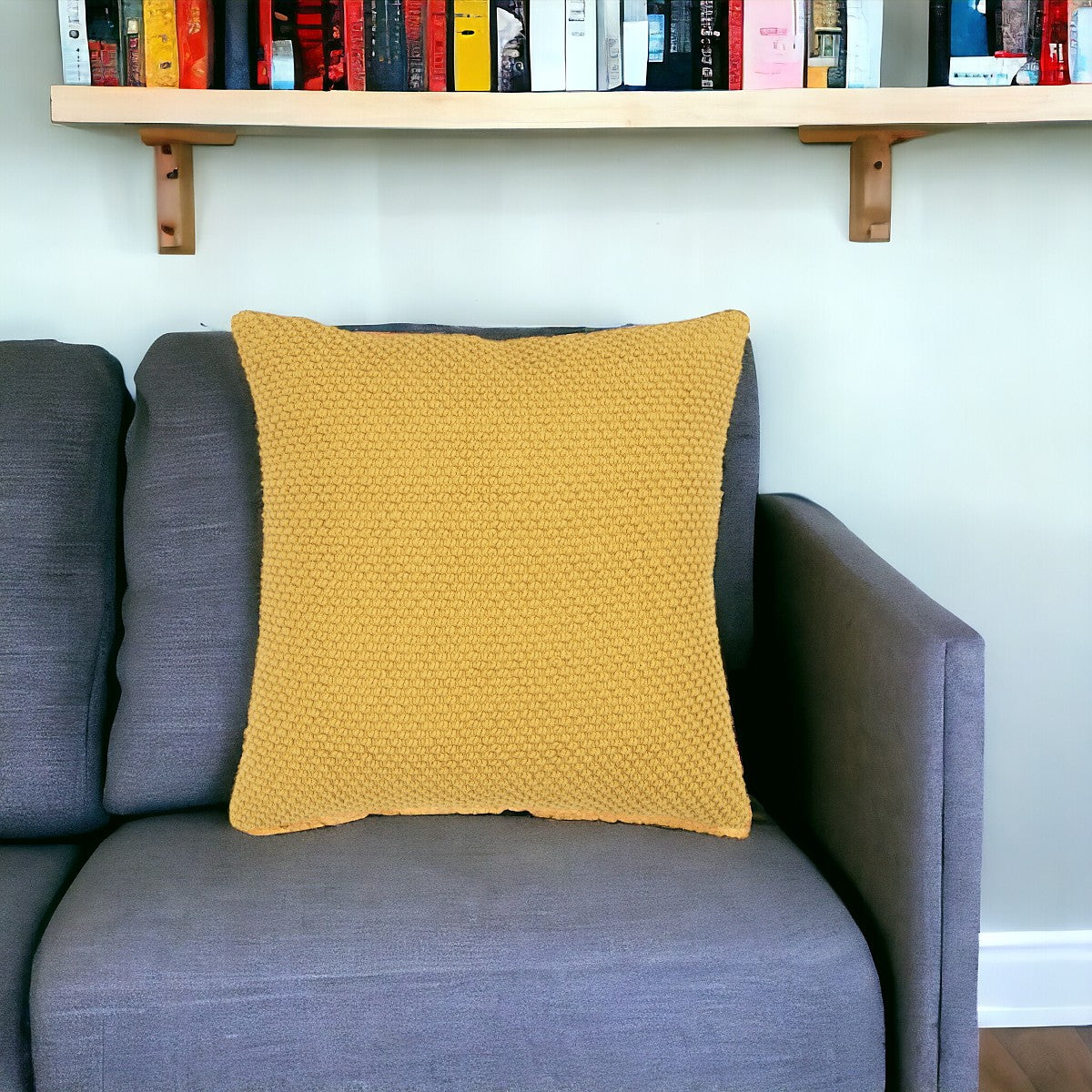 20" Gold Cotton Throw Pillow-1
