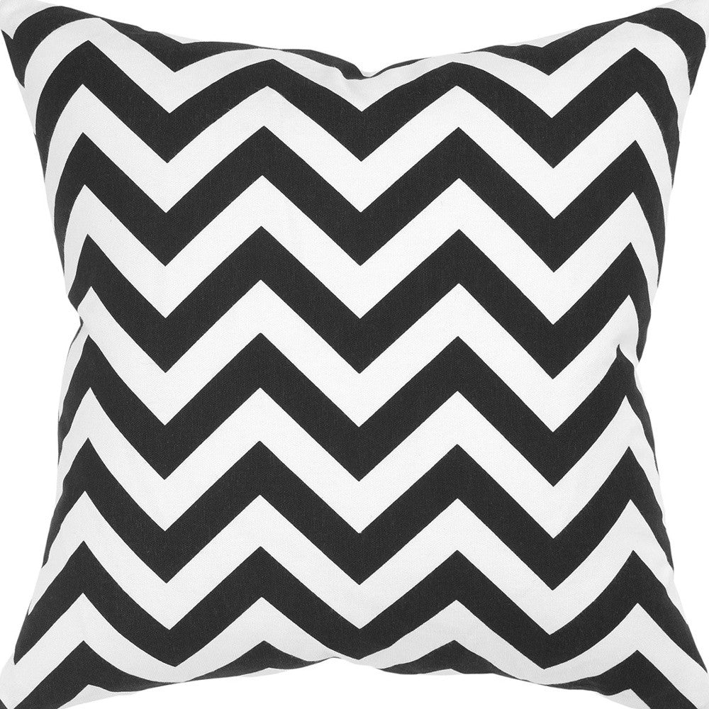 18" Black and Ivory Cotton Throw Pillow-3