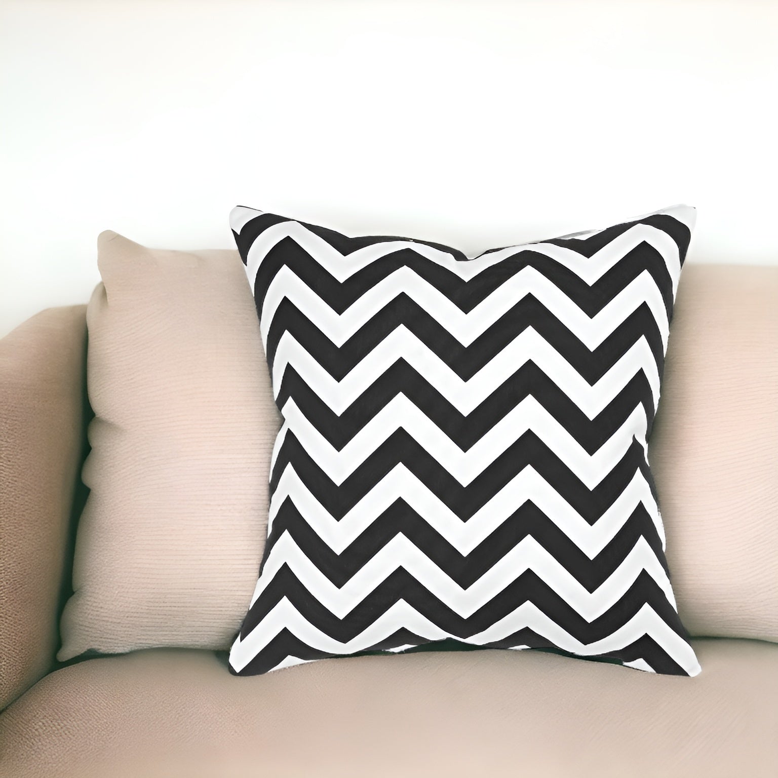 18" Black and Ivory Cotton Throw Pillow-1