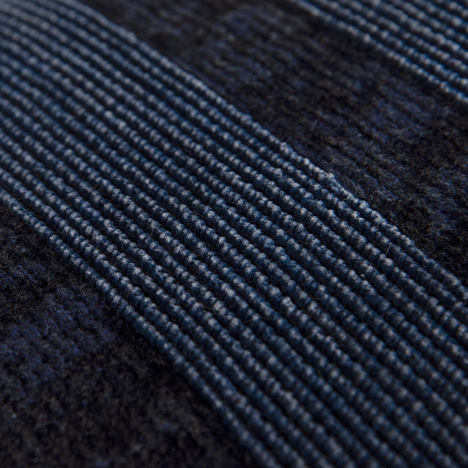 14" X 26" Navy Blue Lumbar Striped Cotton Throw Pillow-7