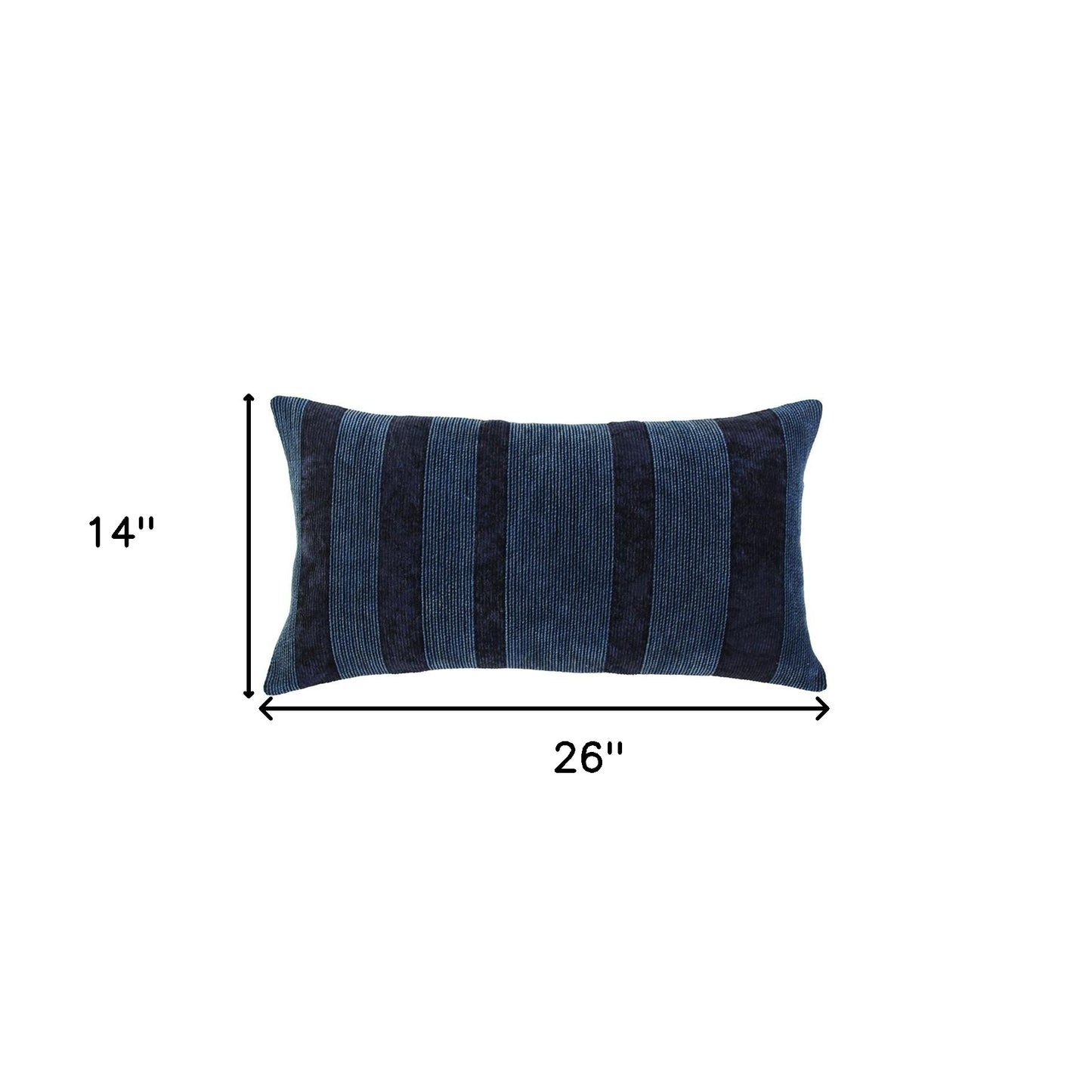 14" X 26" Navy Blue Lumbar Striped Cotton Throw Pillow-5