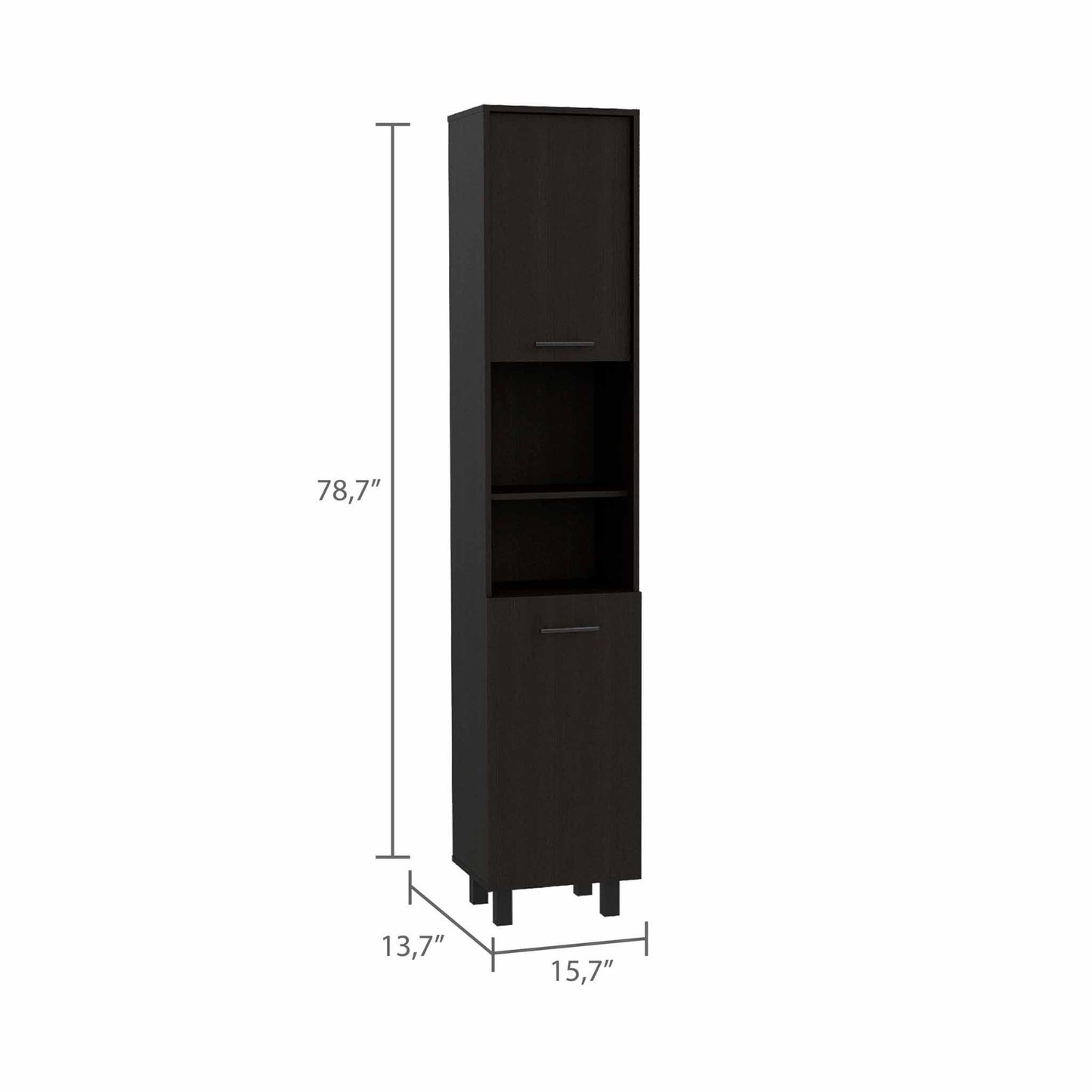 79" Modern Black Pantry Cabinet with Five Shelves-8