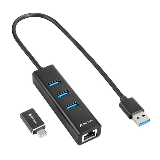 4-Port USB Hub Sharkoon Black-0