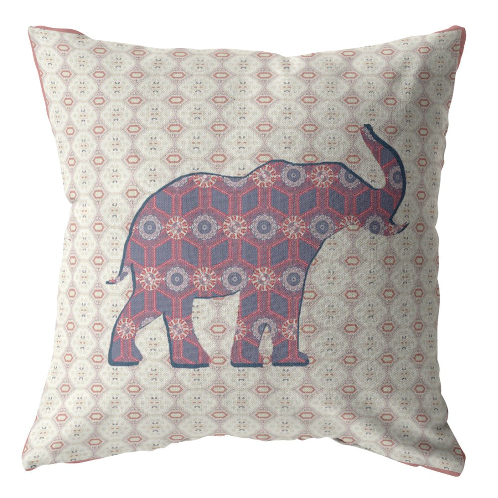 18" Magenta Elephant Zip Suede Throw Pillow-0