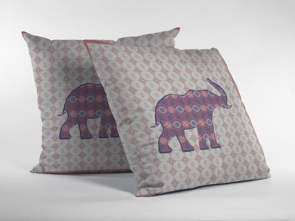 18" Magenta Elephant Zip Suede Throw Pillow-3