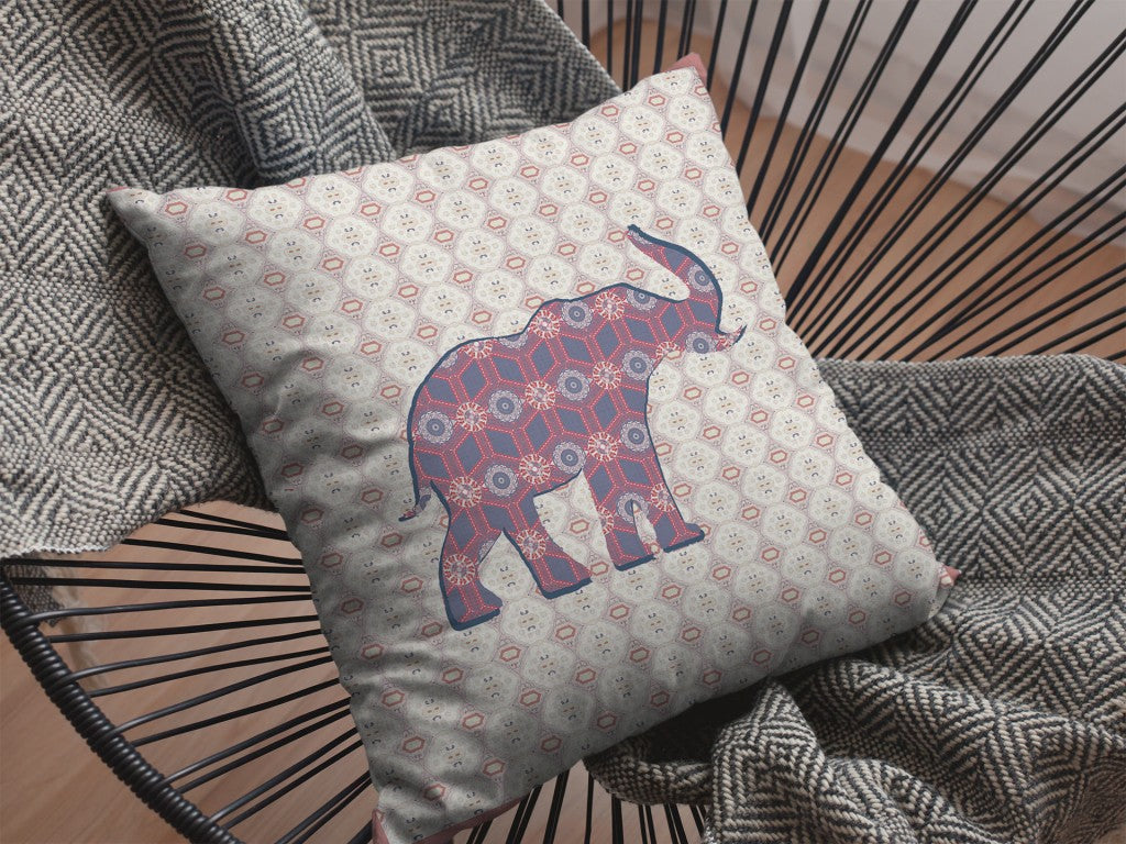 18" Magenta Elephant Zip Suede Throw Pillow-4