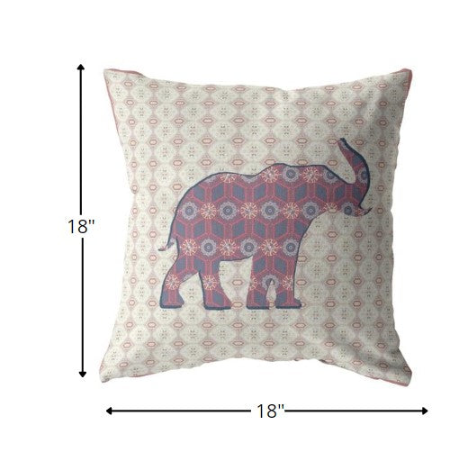 18" Magenta Elephant Zip Suede Throw Pillow-5