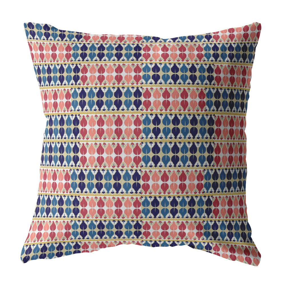 16" Red Blue Spades Zippered Suede Throw Pillow-0