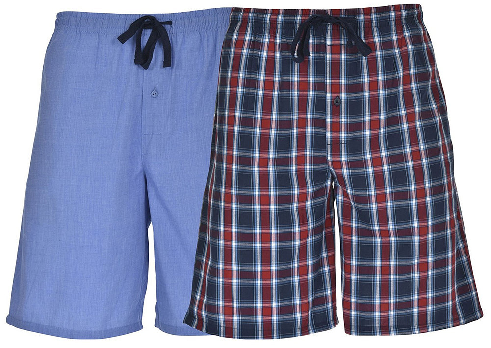 Hanes Men's Big Woven Jam Shorts - 2 Pack Plaid and Solid-1