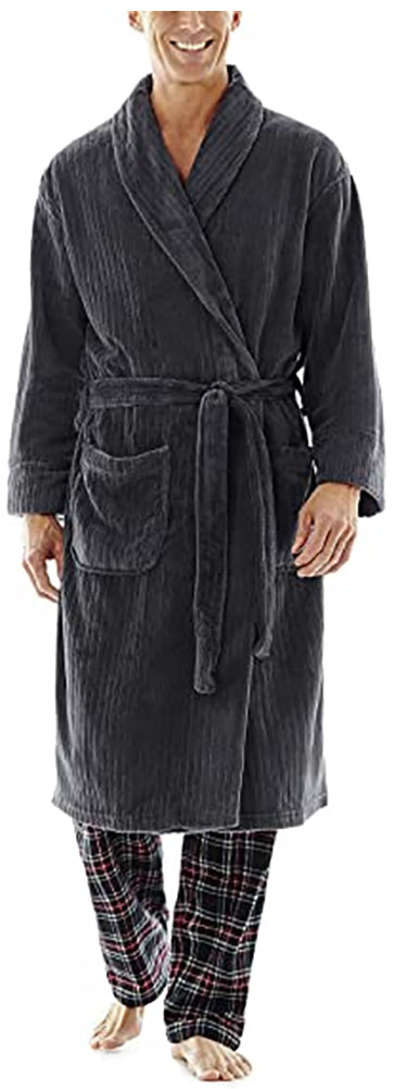 Hanes Men's Big and Tall Soft Touch Cozy Fleece Robe-3