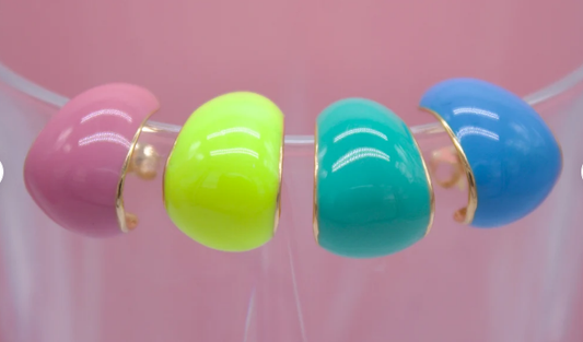 18k Gold Filled Colorful Hoops | Neon Enamel Hoop Earrings (K295)-0