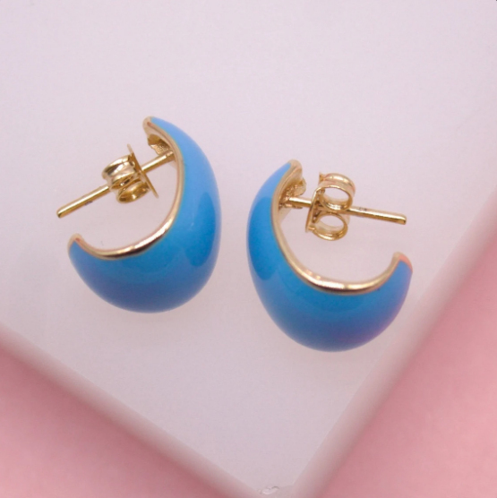 18k Gold Filled Colorful Hoops | Neon Enamel Hoop Earrings (K295)-2