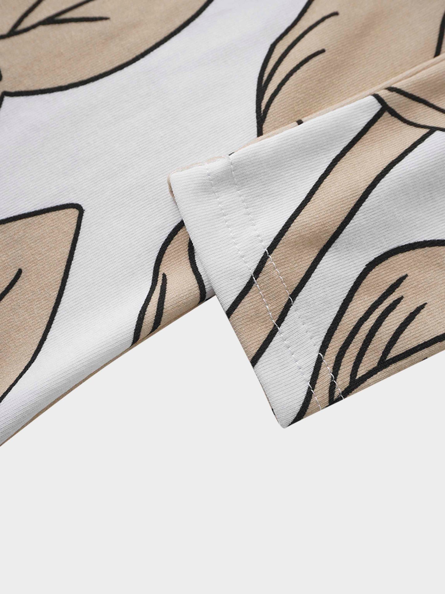 Basic Printed T-shirt-Oversized Tan Floral-4