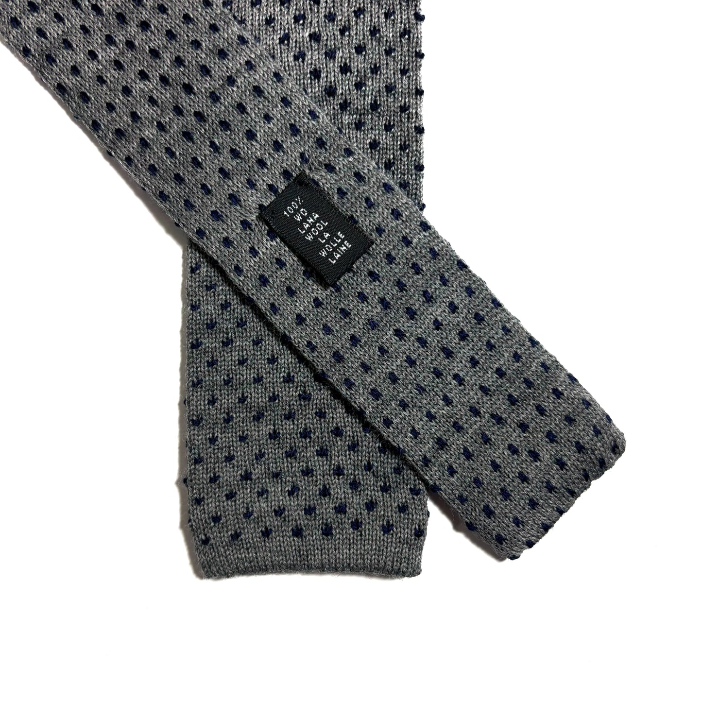 Gray Polka-Dot Wool Knitted Tie-3