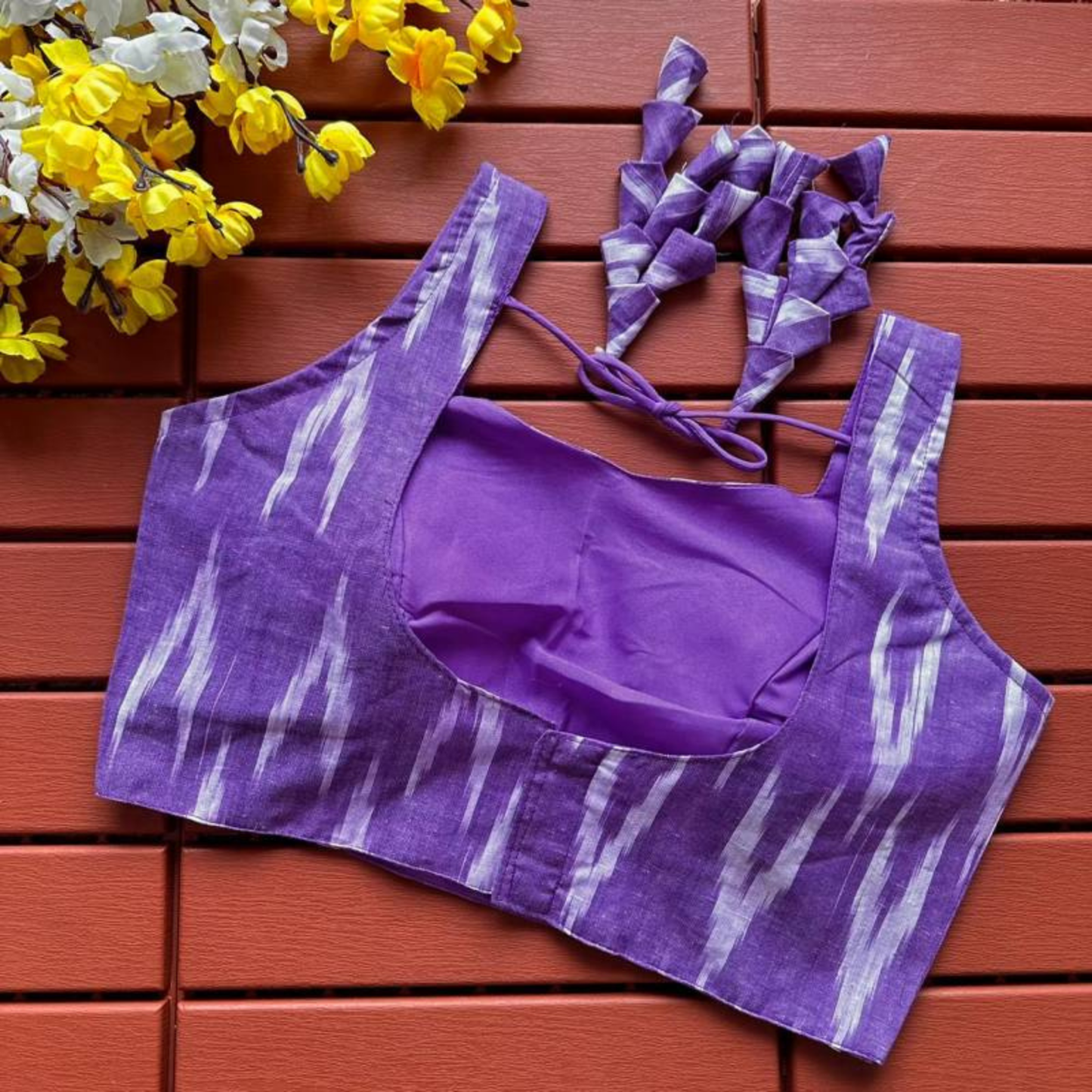 Eshani Purple Ikat Cotton Blouse-1