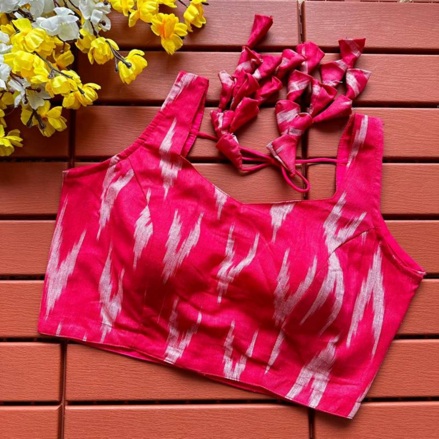 Eshani Fuchsia Ikat Cotton Blouse-0