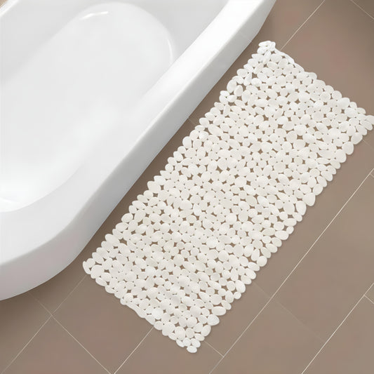 35" White Spa Pebbles Non Slip Bathtub Mat-0