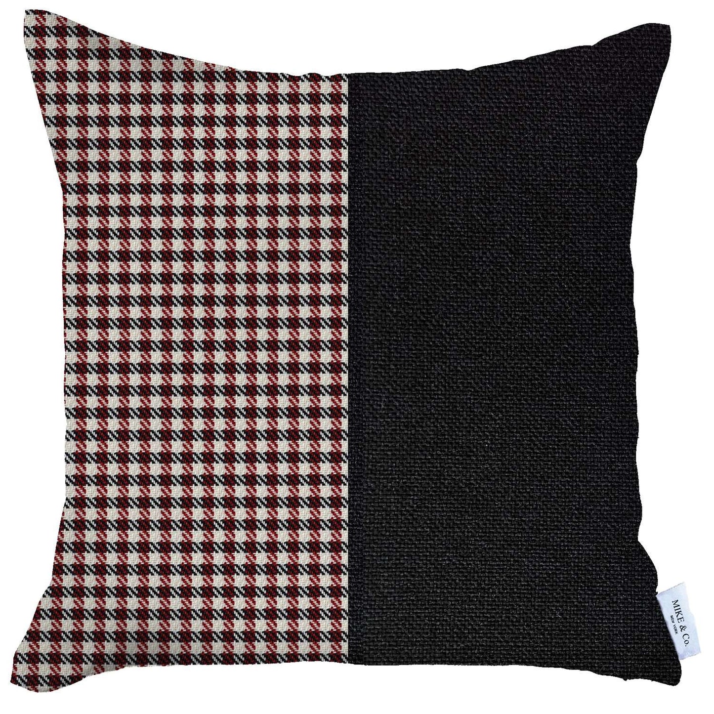18" X 18" Black And Red Abstract Zippered Handmade Polyester Throw Pillow Cover-0