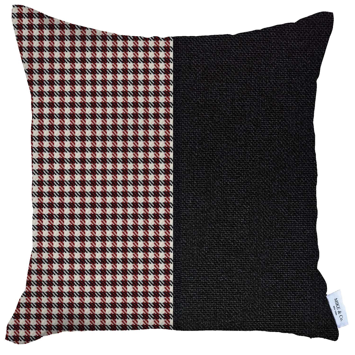 18" X 18" Black And Red Abstract Zippered Handmade Polyester Throw Pillow Cover-0