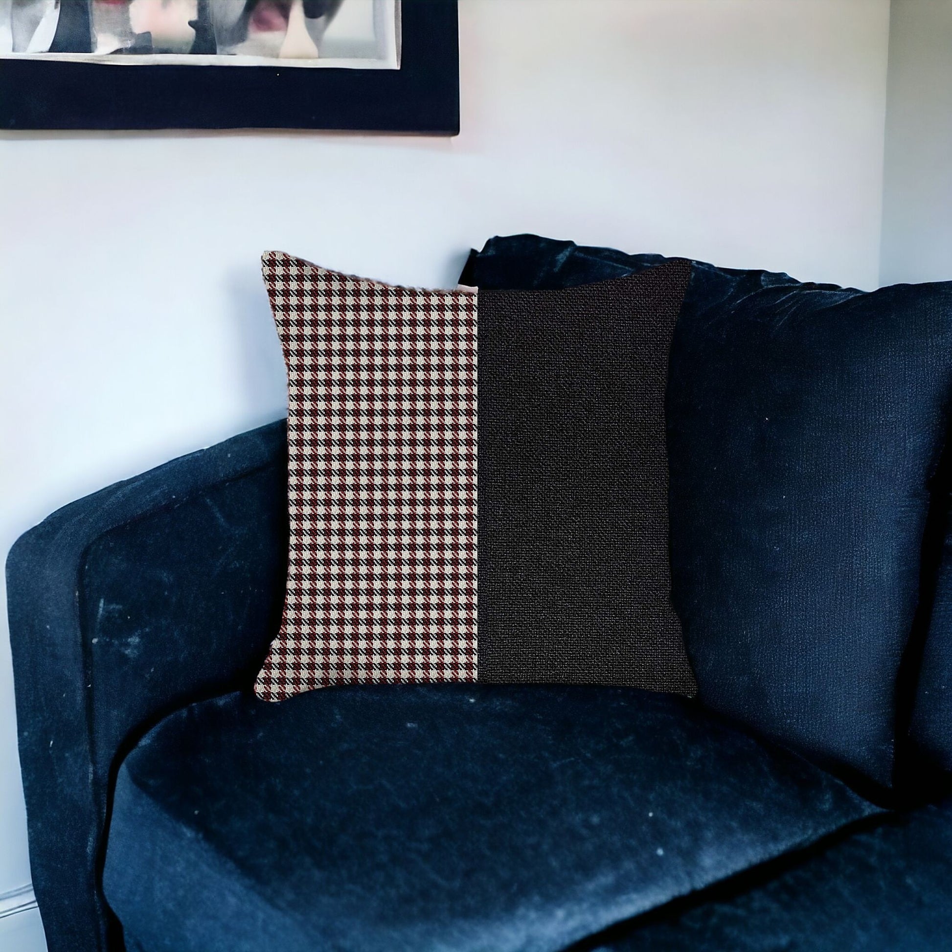 18" X 18" Black And Red Abstract Zippered Handmade Polyester Throw Pillow Cover-1