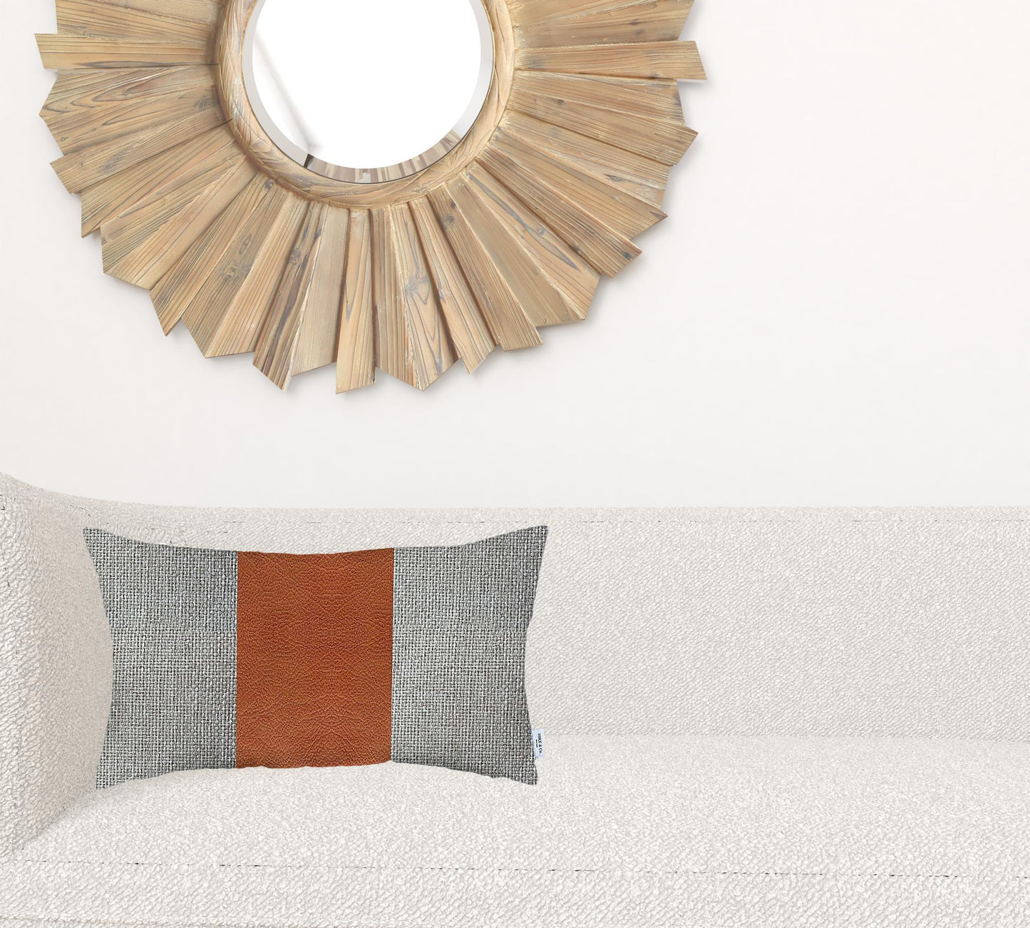12" X 20" Grey And Brown Geometric Zippered Handmade Polyester Lumbar Pillow Cover-1