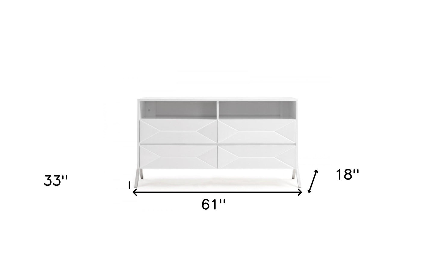 61" White Manufactured Wood Four Drawer Double Dresser-8
